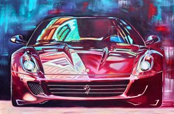 2006 Ferrari 599 GTB Florano by Roz Wilson - Original Painting on Stretched Canvas sized 36x24 inches. Available from Whitewall Galleries